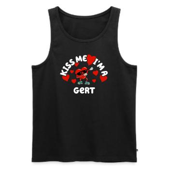 Küss mich - Valentins Tag Name Dabbing Herz Gert - Männer Premium Bio Tank Top - Schwarz - Vorne - Michal (187cm)