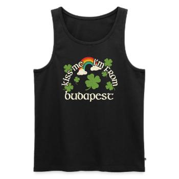 Küss mich - St. Patricks Day Budapest - Männer Premium Bio Tank Top - Schwarz - Vorne - AI Model Male 178 light (178cm)