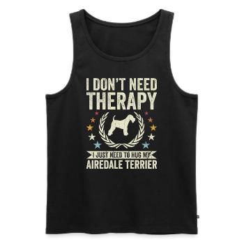 Pas besoin de thérapie - Airedale Terrier - Débardeur bio Premium Homme - noir - Devant - Michal (187cm)