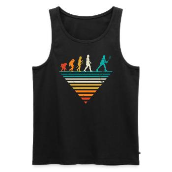 Menschliche Evolution - Vintage Badminton - Männer Premium Bio Tank Top - Schwarz - Vorne - AI Model Male 178 light (178cm)