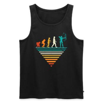 Menschliche Evolution - Vintage -Bogenschießen - Männer Premium Bio Tank Top - Schwarz - Vorne - AI Model Male 178 light (178cm)
