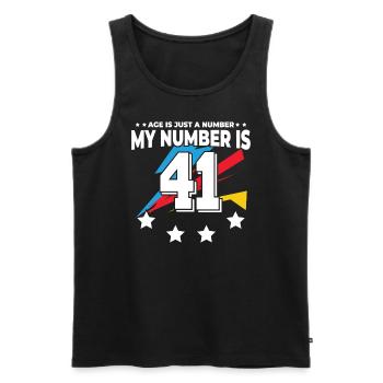 L’âge n’est qu’un chiffre – 41e anniversaire - Débardeur bio Premium Homme - noir - Devant - Michal (187cm)