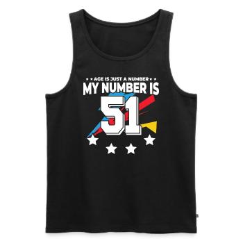 Alter Ist Nur Zahl - 51. Geburtstag - Männer Premium Bio Tank Top - Schwarz - Vorne - Michal (187cm)