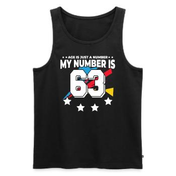 Alter Ist Nur Zahl - 63. Geburtstag - Männer Premium Bio Tank Top - Schwarz - Vorne - Michal (187cm)
