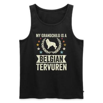 My grandchild is a Belgian Tervuren - Men's Premium Organic Tank Top - black - Front - Michal (187cm)