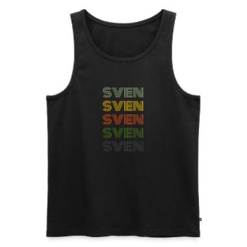 70s Retro Nom Vintage Personalisieres Sven - Débardeur bio Premium Homme - noir - Devant - Michal (187cm)