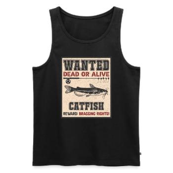 Poisson recherché - pêche au poisson-chat - Débardeur bio Premium Homme - noir - Devant - AI Model Male 178 light (178cm)