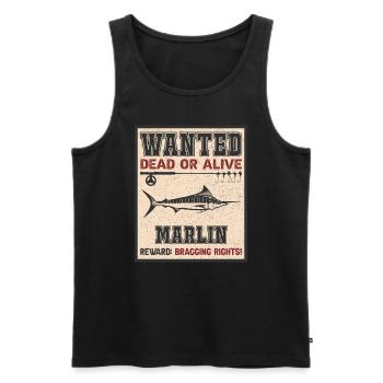 Wanted Fish - Marlin Fishing - Men's Premium Organic Tank Top - black - Front - AI Model Male 178 light (178cm)