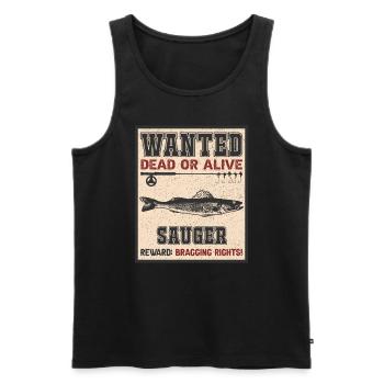 Wanted Fish - Sucker Fishing - Men's Premium Organic Tank Top - black - Front - Michal (187cm)