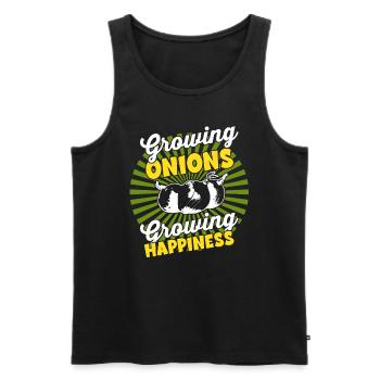 Wachsende Ernte - Farmer Harvest Onion - Männer Premium Bio Tank Top - Schwarz - Vorne - AI Model Male 178 light (178cm)