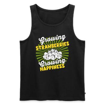Anbau Von Ernte - Farmer Harvest Erdbeere - Männer Premium Bio Tank Top - Schwarz - Vorne - Michal (187cm)