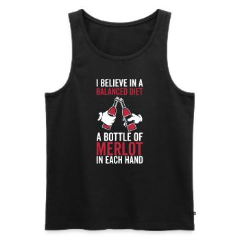 Balanced Diet Bottle Merlot Lover - Men's Premium Organic Tank Top - black - Front - Michal (187cm)