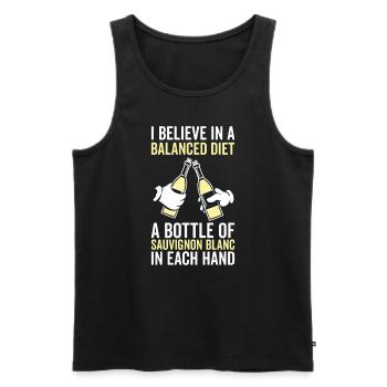 Alimentation équilibrée Amateurs de Sauvignon Blanc - Débardeur bio Premium Homme - noir - Devant - AI Model Male 178 light (178cm)