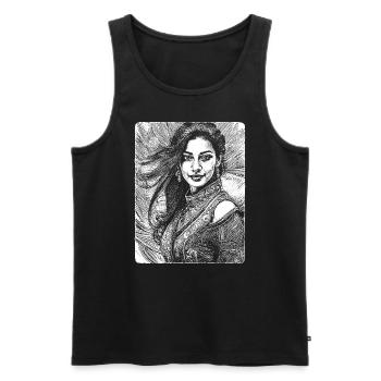 Powerfrauen im Rampenlicht: T-Shirt für Rock-Ladys - Männer Premium Bio Tank Top - Schwarz - Vorne - Michal (187cm)