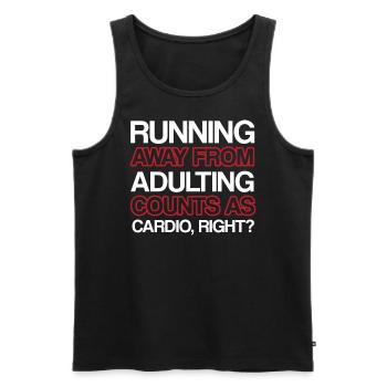 Weglaufen - Pumpen Bedeckt Frauen In Fitnessstudio - Männer Premium Bio Tank Top - Schwarz - Vorne - Michal (187cm)
