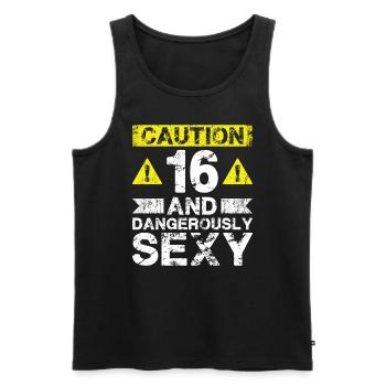 16 Dangereusement Sexy - 16e anniversaire - Débardeur bio Premium Homme - noir - Devant - Michal (187cm)