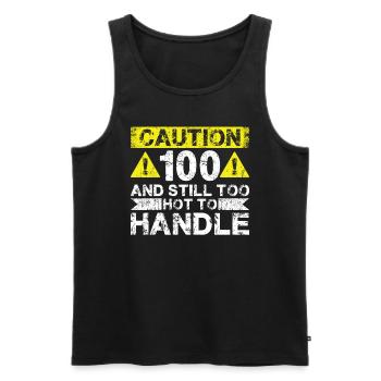 100 Too Hot to Act - 100th Birthday - Men's Premium Organic Tank Top - black - Front - AI Model Male 178 light (178cm)