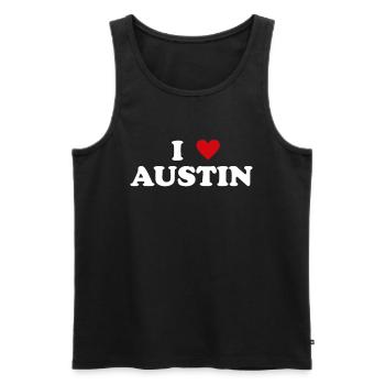 Herz USA Stadt - Ich Liebe Austin - Männer Premium Bio Tank Top - Schwarz - Vorne - Michal (187cm)