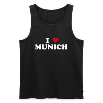 Coeur de la ville d’Allemagne - J’aime Munich - Débardeur bio Premium Homme - noir - Devant - AI Model Male 178 light (178cm)