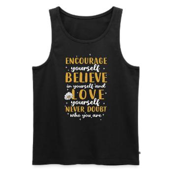 Encouragez la foi dont l’amour ne doute jamais - Débardeur bio Premium Homme - noir - Devant - Michal (187cm)