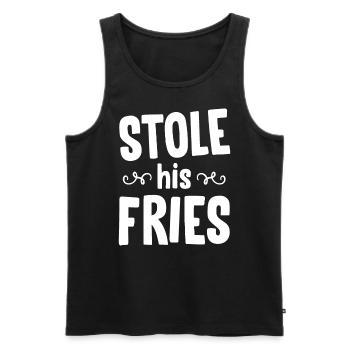 a volé ses frites son coeur - couple - Débardeur bio Premium Homme - noir - Devant - Michal (187cm)