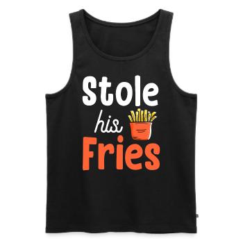 a volé ses frites son coeur - couple - Débardeur bio Premium Homme - noir - Devant - Michal (187cm)
