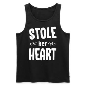 Volé ton coeur ses frites - Couple - Débardeur bio Premium Homme - noir - Devant - Michal (187cm)