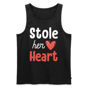 Volé ton coeur ses frites - Couple - Débardeur bio Premium Homme - noir - Devant - Michal (187cm)