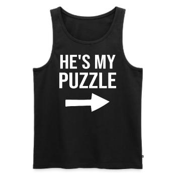 Mein Rätsel Mein Fehlendes Stück - Paar - Männer Premium Bio Tank Top - Schwarz - Vorne - AI Model Male 178 light (178cm)