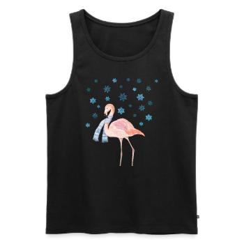 Flamingo in the snow - Men's Premium Organic Tank Top - black - Front - AI Model Male 178 light (178cm)