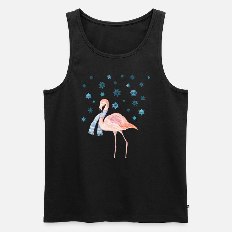Flamingo im Schnee - Männer Premium Bio Tank Top - Schwarz