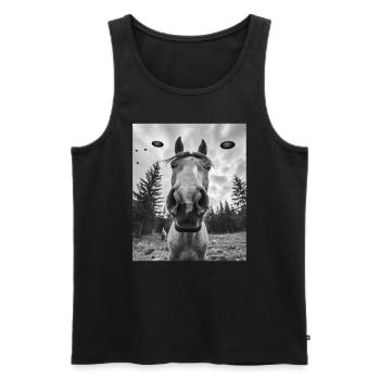Horse - Alien American Quarter UFO - Men's Premium Organic Tank Top - black - Front - AI Model Male 178 light (178cm)