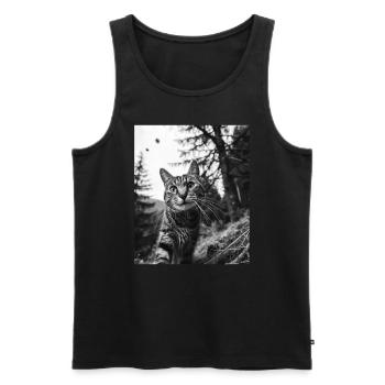 Cat - Alien American Shorthaired UFO - Men's Premium Organic Tank Top - black - Front - Michal (187cm)