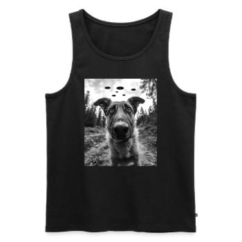 Chien - Berger d’Anatolie extraterrestre OVNI - Débardeur bio Premium Homme - noir - Devant - AI Model Male 178 light (178cm)