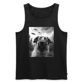 Chien - Berger d’Anatolie extraterrestre OVNI - Débardeur bio Premium Homme - noir - Devant - AI Model Male 178 light (178cm)