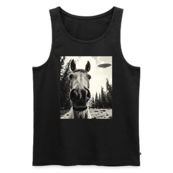 Cheval - Alien Selfie Ovni arabe - Débardeur bio Premium Homme - noir - Devant - AI Model Male 178 light (178cm)