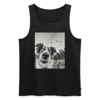 aDog - Berger australien extraterrestre OVNI - Débardeur bio Premium Homme - noir - Devant - AI Model Male 178 light (178cm)