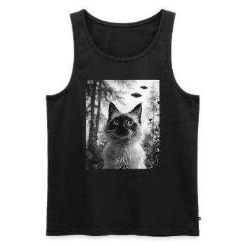 Alien BalinCat - Alien Selfie Balinese UFO - Men's Premium Organic Tank Top - black - Front - Michal (187cm)