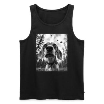 Chien - Alien Selfie Beagle UFO - Débardeur bio Premium Homme - noir - Devant - Michal (187cm)