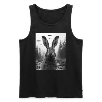 Lapin - Alien Selfie Lièvre Belge OVNI - Débardeur bio Premium Homme - noir - Devant - Michal (187cm)