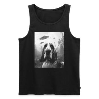 Chien - Alien Selfie Basset Hound UFO - Débardeur bio Premium Homme - noir - Devant - Michal (187cm)