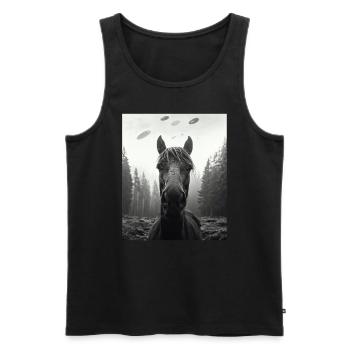 aliHorse - Alien Selfie OVNI Belge - Débardeur bio Premium Homme - noir - Devant - Michal (187cm)