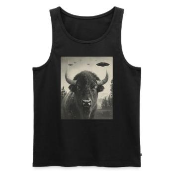 Selfie - Alien Selfie Bison OVNI - Débardeur bio Premium Homme - noir - Devant - AI Model Male 178 light (178cm)