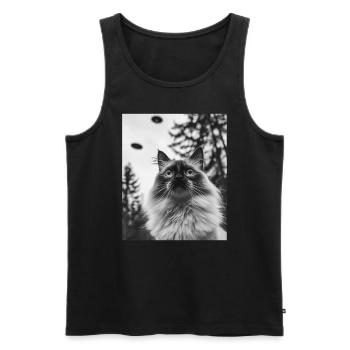 Cat - Alien Selfie Birman UFO - Men's Premium Organic Tank Top - black - Front - Michal (187cm)