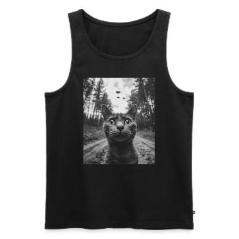 Cat - Alien Selfie Bombay UFO - Men's Premium Organic Tank Top - black - Front - Michal (187cm)
