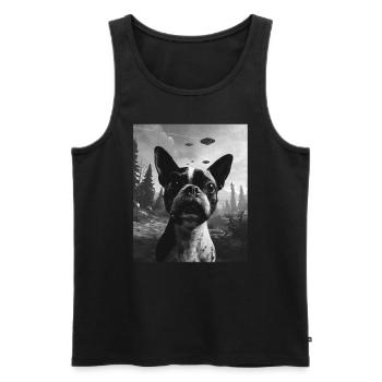 AliDog - Alien Selfie Boston Terrier OVNI - Débardeur bio Premium Homme - noir - Devant - Michal (187cm)