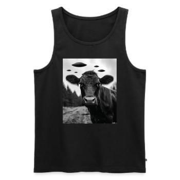 Vache - Alien Selfie Black Angus OVNI - Débardeur bio Premium Homme - noir - Devant - AI Model Male 178 light (178cm)