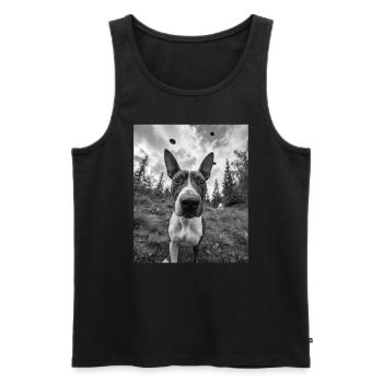 Chien - Alien Selfie Bull Terrier UFO - Débardeur bio Premium Homme - noir - Devant - Michal (187cm)