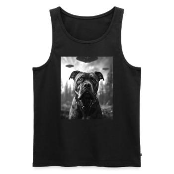 Chien - Alien Selfie Cane Corso UFO - Débardeur bio Premium Homme - noir - Devant - AI Model Male 178 light (178cm)