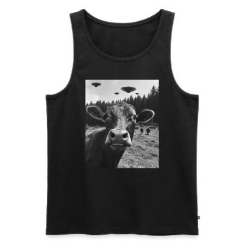 Vache - Alien Selfie Brown Siss UFO - Débardeur bio Premium Homme - noir - Devant - Michal (187cm)